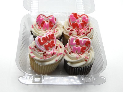 Valentines Day Cupcakes, Talking Heart Decos - 4 pack, Clamshell